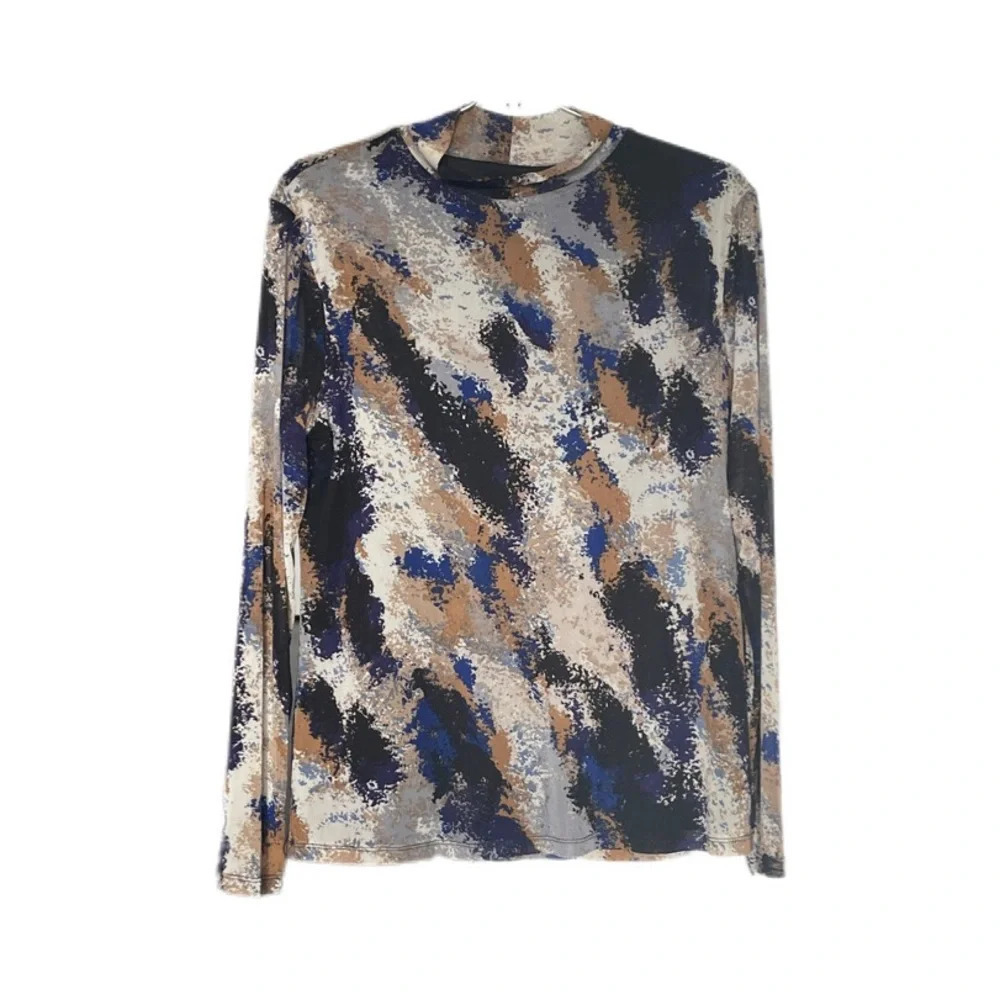 THE LIMITED Abstract Printed Mesh Dressy Long Sleeve Blouse Women’s Large